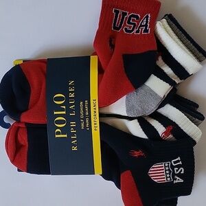 Polo ralph Lauren 6-pair quarter sport socks 6pk colorblock men's size 6-12